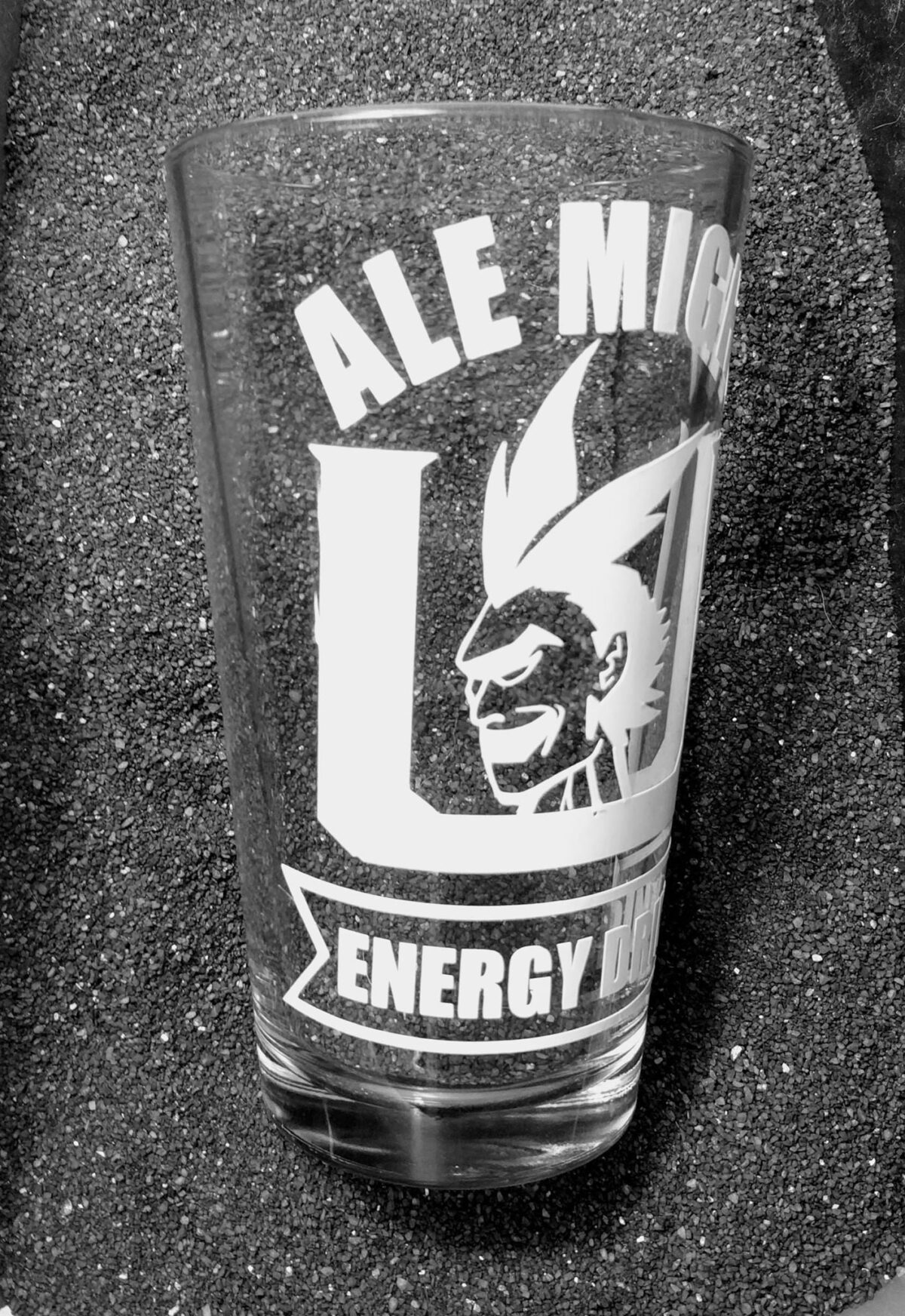 MHA BNHA My Hero Academia All Might Energy Drink etched pint glass tumbler cup fanart - Image 2