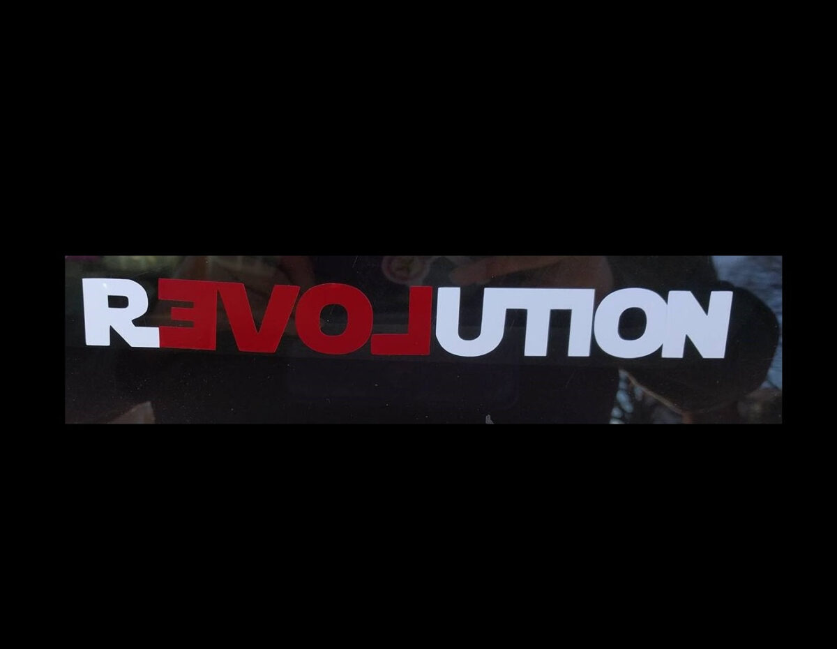 Love Revolution vinyl car decal computer laptop sticker - Image 1